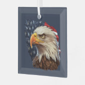 アメリカ国旗のハゲワシ ガラスオーナメント (正面左)