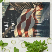 アメリカ国旗のハゲワシ キッチンタオル (折り畳み)