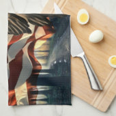 アメリカ国旗のハゲワシ キッチンタオル (四つ折り)