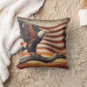 アメリカ国旗のハゲワシ クッション (ブランケット)