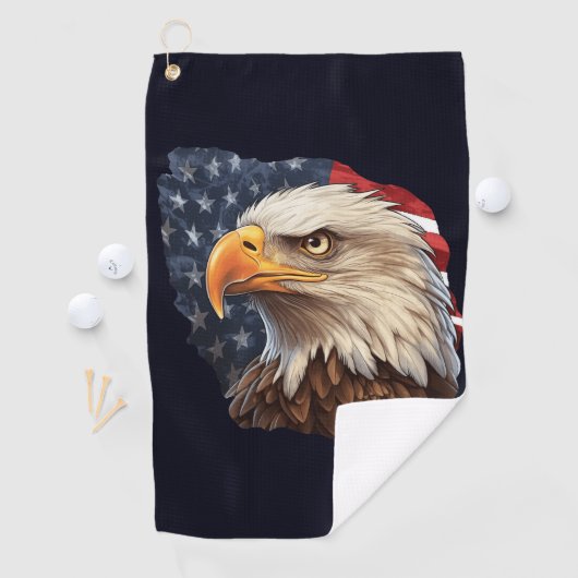 アメリカ国旗のハゲワシ ゴルフタオル (インサイチュ)