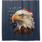 アメリカ国旗のハゲワシ シャワーカーテン (正面)