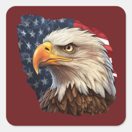 アメリカ国旗のハゲワシ スクエアシール