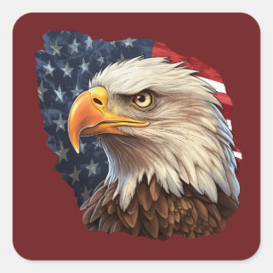 アメリカ国旗のハゲワシ スクエアシール