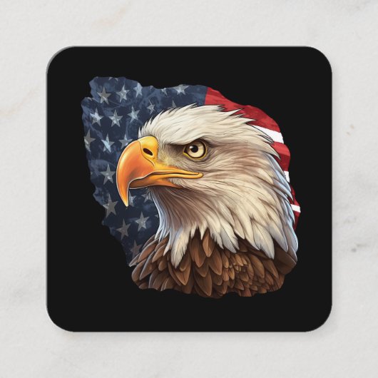 アメリカ国旗のハゲワシ スクエア名刺 (正面)
