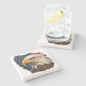 アメリカ国旗のハゲワシ ストーンコースター (横)