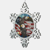 アメリカ国旗のハゲワシ スノーフレークピューターオーナメント (右)