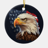 アメリカ国旗のハゲワシ セラミックオーナメント (正面)