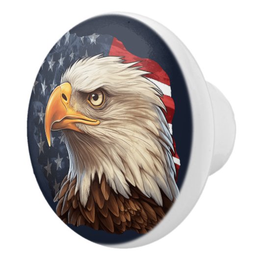 アメリカ国旗のハゲワシ セラミックノブ (右)
