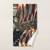 アメリカ国旗のハゲワシ バスタオルセット (ハンドタオル)