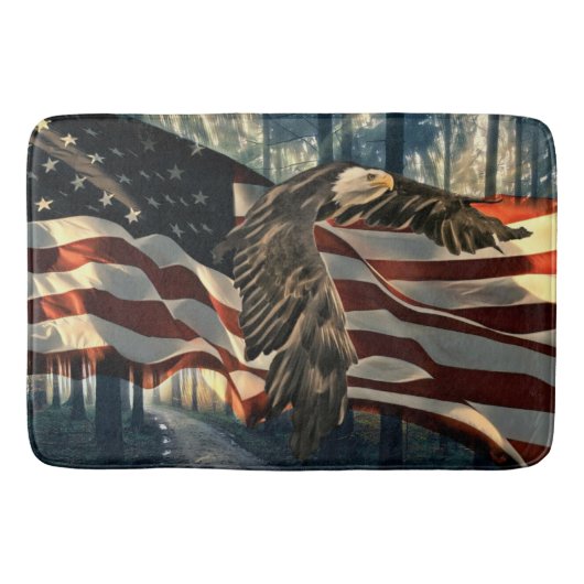 アメリカ国旗のハゲワシ バスマット (正面)