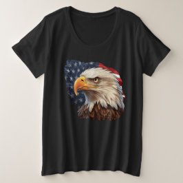 アメリカ国旗のハゲワシ プラスサイズTシャツ