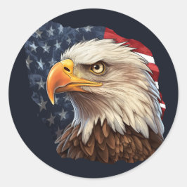 アメリカ国旗のハゲワシ ラウンドシール
