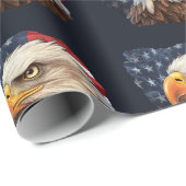 アメリカ国旗のハゲワシ ラッピングペーパー (ロールコーナー)