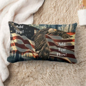 アメリカ国旗のハゲワシ ランバークッション (ブランケット)