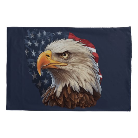 アメリカ国旗のハゲワシ 枕カバー (裏面)