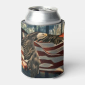 アメリカ国旗のハゲワシ 缶クーラー (缶正面)