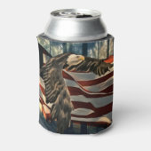 アメリカ国旗のハゲワシ 缶クーラー (缶裏面)