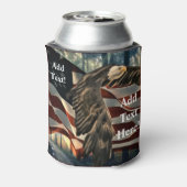 アメリカ国旗のハゲワシ 缶クーラー (缶裏面)