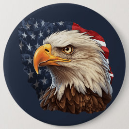 アメリカ国旗のハゲワシ 缶バッジ