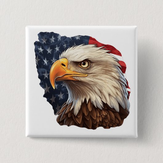 アメリカ国旗のハゲワシ 缶バッジ (正面)
