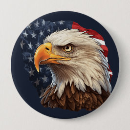 アメリカ国旗のハゲワシ 缶バッジ