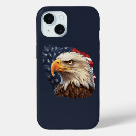 アメリカ国旗のハゲワシ iPhone 15ケース