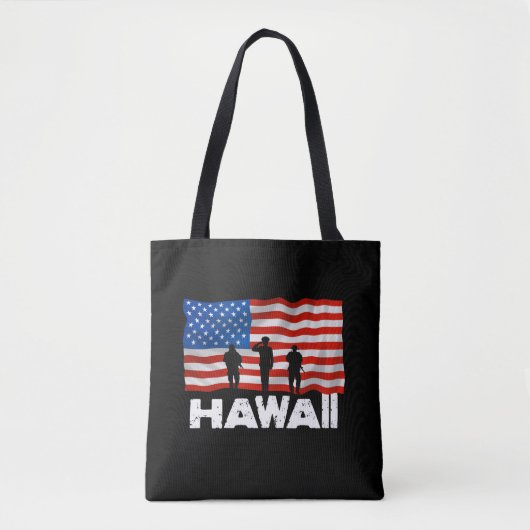 アメリカ国旗のハワイ トートバッグ (正面)