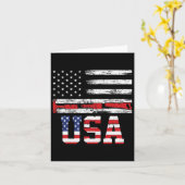 アメリカ国旗のハンマー4th1776年7月の自由に独立 カード (黄色い花)