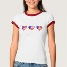 アメリカ国旗のハートレディースTシャツ