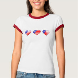 アメリカ国旗のハートレディースTシャツ Tシャツ