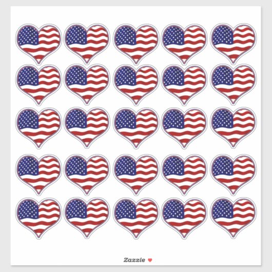 アメリカ国旗のハート型ビニールのシール シール (シート)