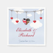 アメリカ国旗のハート結婚披露宴 スタンダードカクテルナプキン (正面)