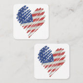 アメリカ国旗のハート赤白青かわいい7月4日 スクエア名刺 (正面/裏面)