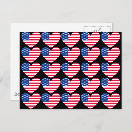 アメリカ国旗のハート ポストカード (正面/裏面)