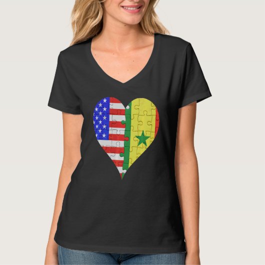 アメリカ国旗のハート Tシャツ (正面)