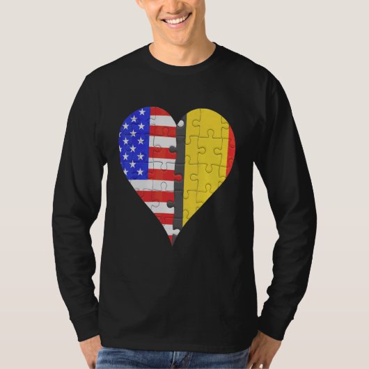 アメリカ国旗のハート Tシャツ (正面)