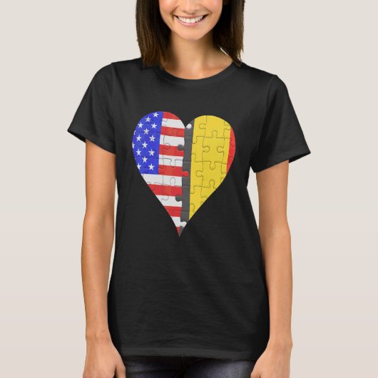 アメリカ国旗のハート Tシャツ (正面)