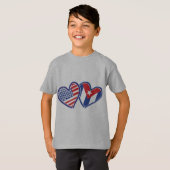 アメリカ国旗のハート Tシャツ (正面フル)