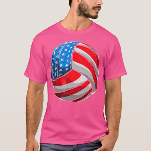 アメリカ国旗のバレーボールシャツ7月4日Usa Wo Tシャツ (正面)