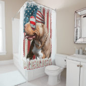 アメリカ国旗のバンダナピットブルドッグ愛好家ピットブル4 シャワーカーテン (インサイチュ)
