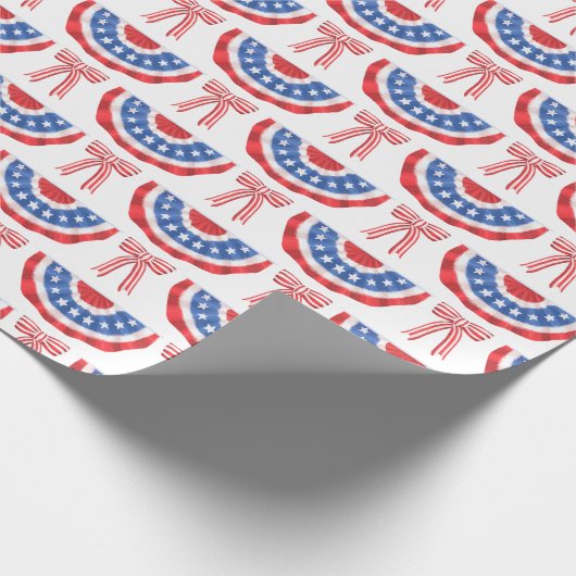 アメリカ国旗のバンティングとリボン アメリカの夏 ラッピングペーパー (角)