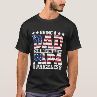 アメリカ国旗のパパは名誉のパパは価格 Tシャツ