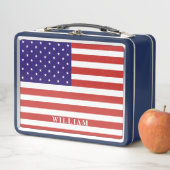 アメリカ国旗のパーソナライズされた子ども メタルランチボックス (インサイチュ)
