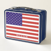 アメリカ国旗のパーソナライズされた子ども メタルランチボックス (裏面)