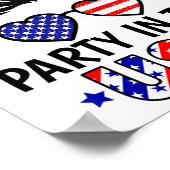 アメリカ国旗のパーティー(7月4日)愛国心のある子供たち ポスター (角)