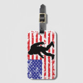 アメリカ国旗のビッグフット ラゲッジタグ (正面縦)