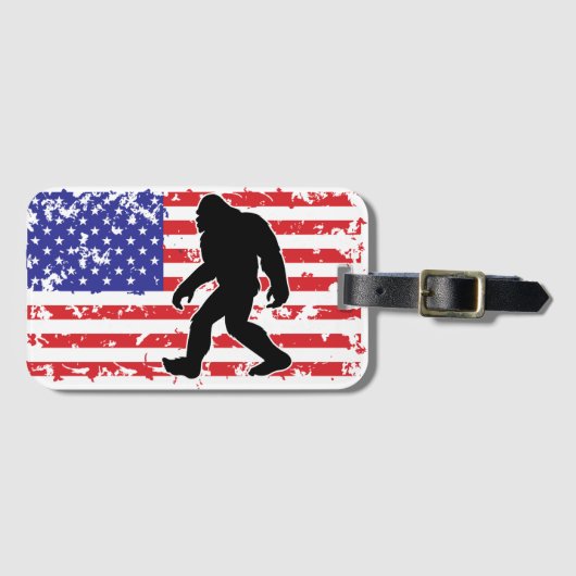 アメリカ国旗のビッグフット ラゲッジタグ (正面横)