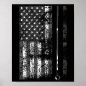 アメリカ国旗のビリヤード・スティックかわいいテーブルゲーおもしろいム ポスター (正面)