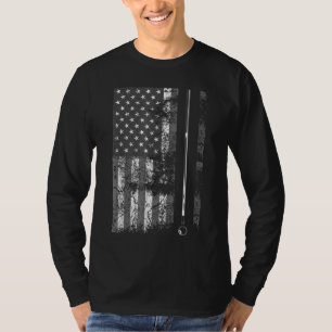 アメリカ国旗のビリヤード・スティックかわいいテーブルゲーおもしろいム Tシャツ